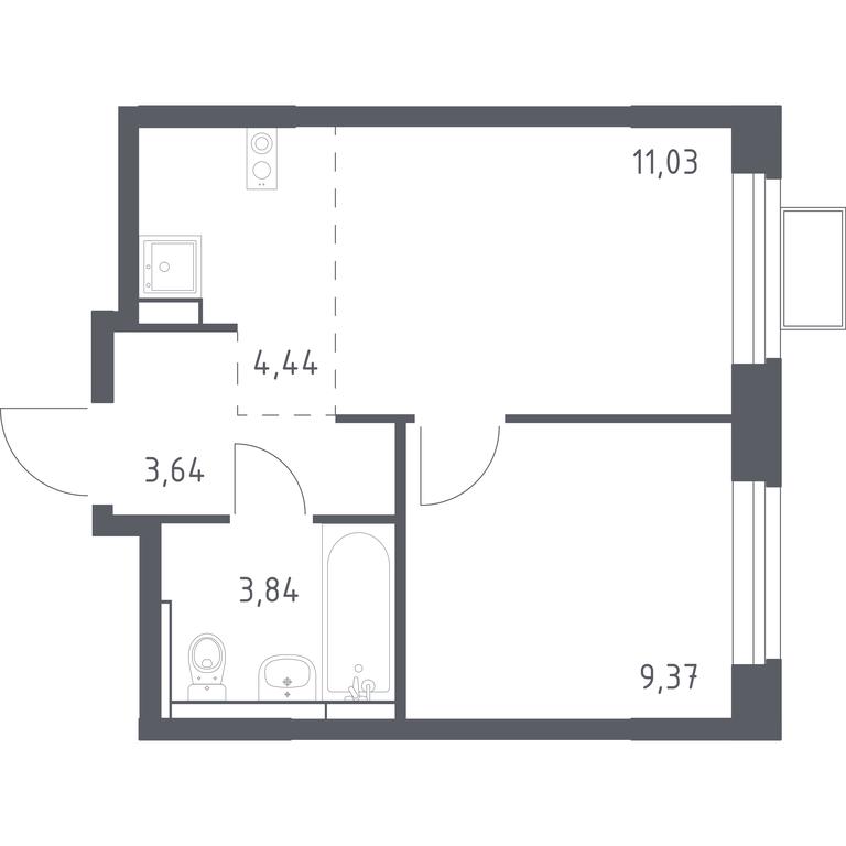 Apartment Sale, 32.32 sq. m. at Novoe Vidnoe, Kalinovka Village, Leninskiy City District, Moscow Region, Russia #1