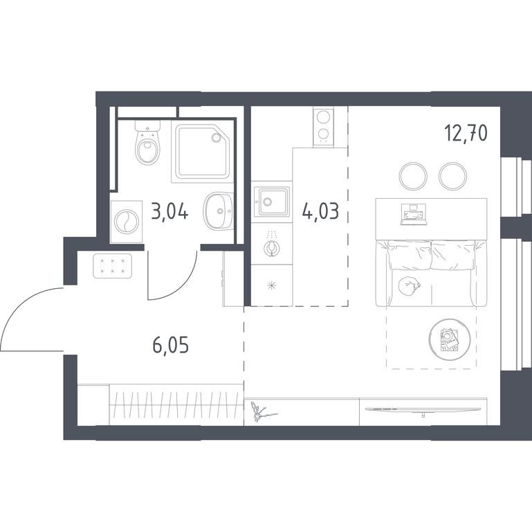 Apartment Sale, 25.82 sq. m. at Novoe Vidnoe, Kalinovka Village, Leninskiy City District, Moscow Region, Russia #1