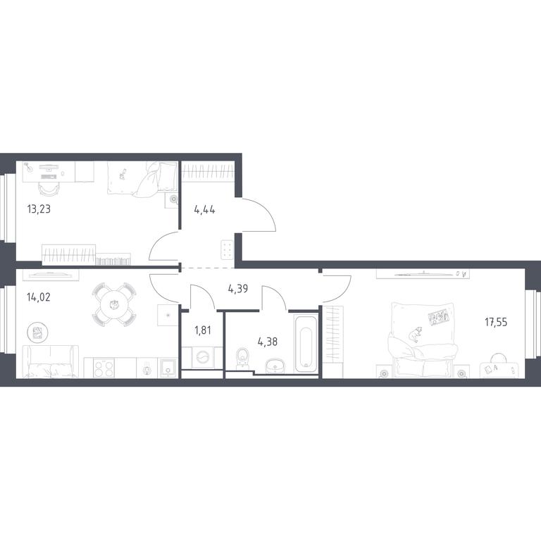 1-BD Apartment Sale, 59.82 sq. m. at Novoe Vidnoe, Kalinovka Village, Leninskiy City District, Moscow Region, Russia #1 1-BD Apartment Sale, 59.82 sq. m. at Novoe Vidnoe, Kalinovka Village, Leninskiy City District, Moscow Region, Russia #1