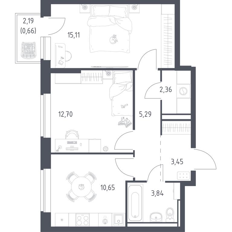 1-BD Apartment Sale, 54.06 sq. m. at Novoe Vidnoe, Kalinovka Village, Leninskiy City District, Moscow Region, Russia #1 1-BD Apartment Sale, 54.06 sq. m. at Novoe Vidnoe, Kalinovka Village, Leninskiy City District, Moscow Region, Russia #1