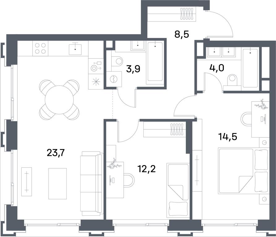 2-BD Apartment Sale, 66.8平方米 at Portland, Yuzhnoportovaya Street, 42с5, Moscow, Russia #1 2-BD Apartment Sale, 66.8平方米 at Portland, Yuzhnoportovaya Street, 42с5, Moscow, Russia #1