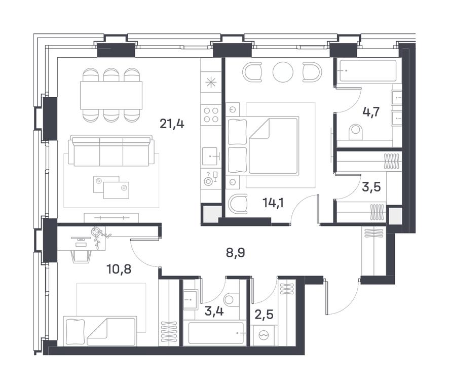 2-BD Apartment Sale, 69.3 sq. m. at Portland, Yuzhnoportovaya Street, 42с5, Moscow, Russia #2 2-BD Apartment Sale, 69.3 sq. m. at Portland, Yuzhnoportovaya Street, 42с5, Moscow, Russia #2
