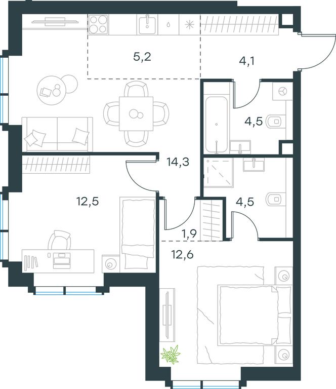 2-BD Apartment Sale, 59.6 sq. m. at Paveletskaya City, Dubininskaya Street, 59, Moscow, Russia #1 2-BD Apartment Sale, 59.6 sq. m. at Paveletskaya City, Dubininskaya Street, 59, Moscow, Russia #1
