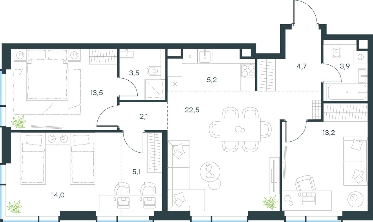 3-BD Apartment Sale, 87.7 sq. m. at Paveletskaya City, Dubininskaya Street, 59, Moscow, Russia #1