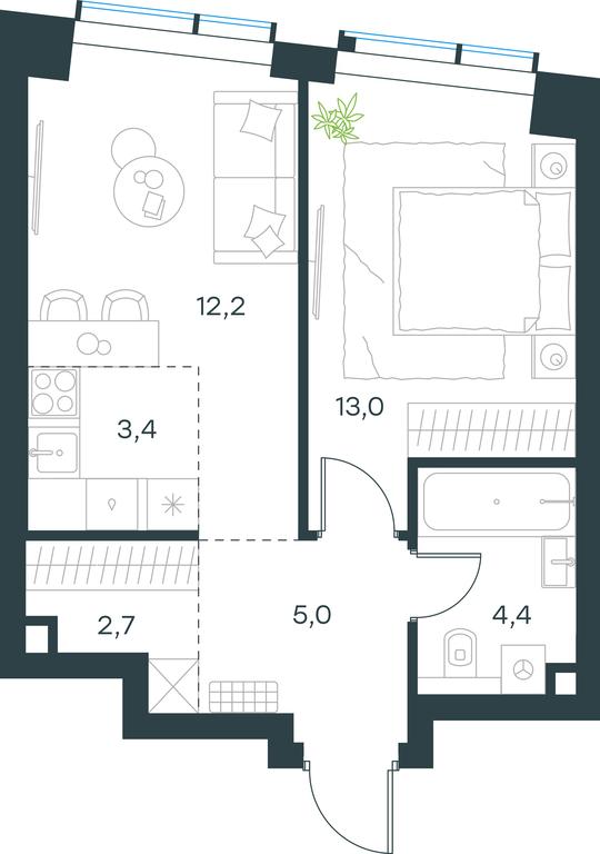 1-BD Apartment Sale, 40.7 sq. m. at Paveletskaya City, Dubininskaya Street, 59, Moscow, Russia #1