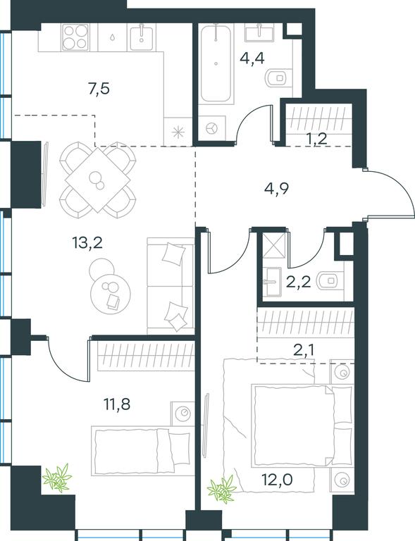 2-BD Apartment Sale, 59.3 sq. m. at Paveletskaya City, Dubininskaya Street, 59, Moscow, Russia #1 2-BD Apartment Sale, 59.3 sq. m. at Paveletskaya City, Dubininskaya Street, 59, Moscow, Russia #1
