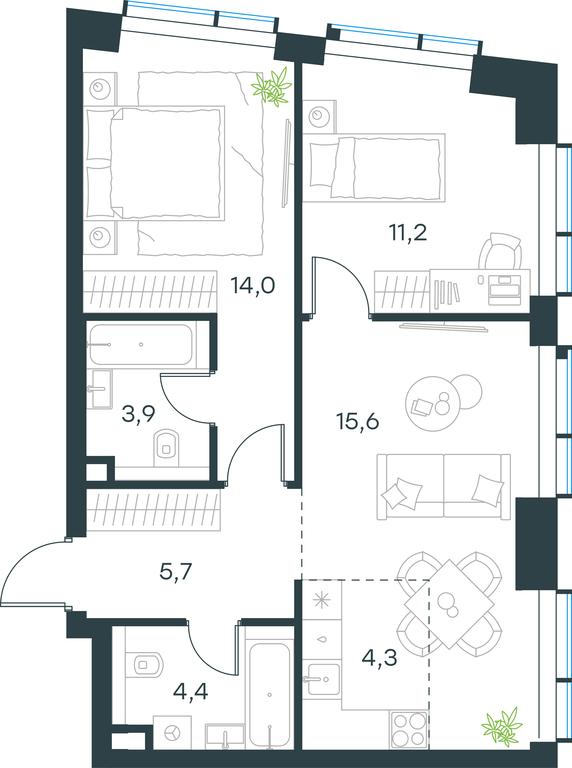 2-BD Apartment Sale, 59.1 sq. m. at Paveletskaya City, Dubininskaya Street, 59, Moscow, Russia #1 2-BD Apartment Sale, 59.1 sq. m. at Paveletskaya City, Dubininskaya Street, 59, Moscow, Russia #1