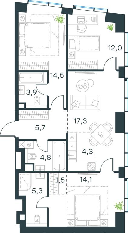 3-BD Apartment Sale, 83.4 sq. m. at Paveletskaya City, Dubininskaya Street, 59, Moscow, Russia #1 3-BD Apartment Sale, 83.4 sq. m. at Paveletskaya City, Dubininskaya Street, 59, Moscow, Russia #1