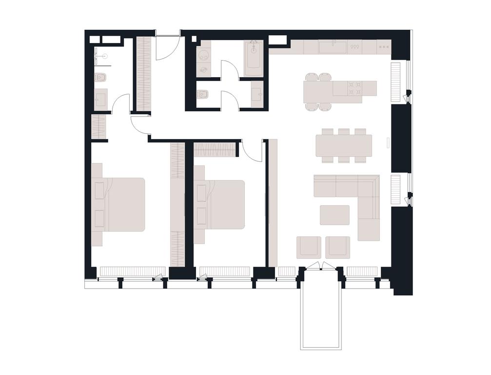 2-BD Apartment Sale, 116.6平方米 at Victory Park Residences, Bratyev Fonchenko Street, вл3, Moscow, Russia #1 2-BD Apartment Sale, 116.6平方米 at Victory Park Residences, Bratyev Fonchenko Street, вл3, Moscow, Russia #1