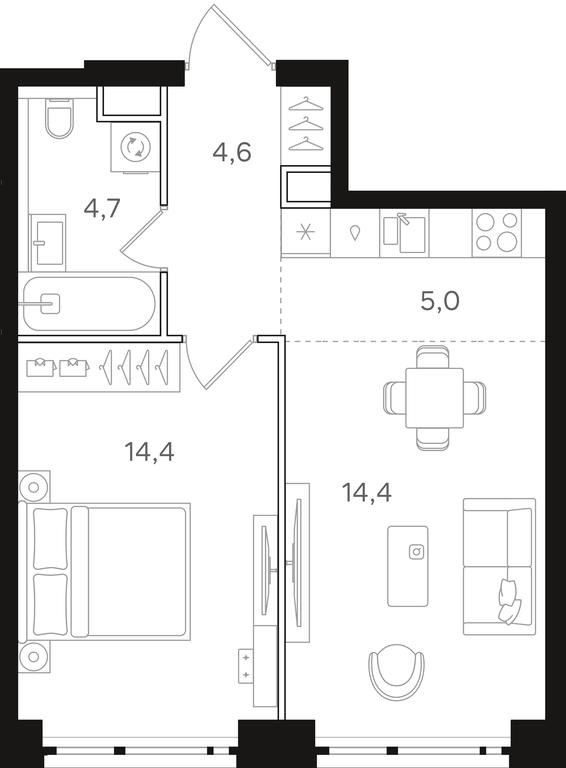 1-BD Apartment Sale, 43.1 sq. m. at Mangazeja v Bogorodskom, Ivanteyevskaya Street, 25к1, Moscow, Russia #1