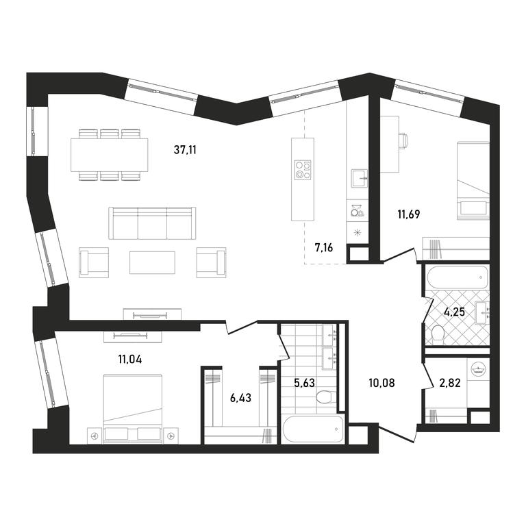 2-BD Apartment Sale, 96.41 sq. m. at Republic, Presnensky Val Street, 27с1, Moscow, Russia #1 2-BD Apartment Sale, 96.41 sq. m. at Republic, Presnensky Val Street, 27с1, Moscow, Russia #1