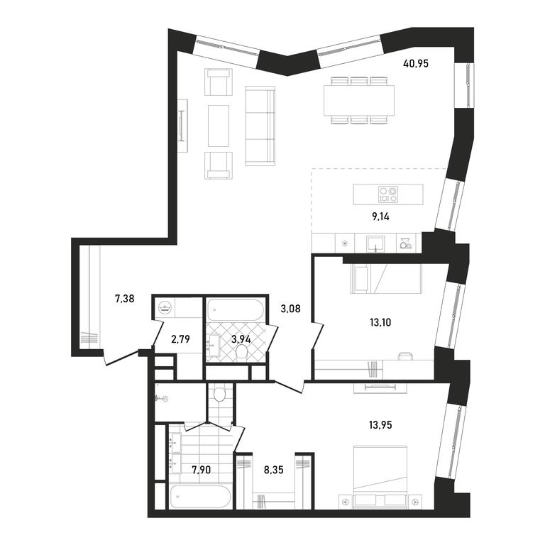 2-BD Apartment Sale, 110.58 sq. m. at Republic, Presnensky Val Street, 27с1, Moscow, Russia #1