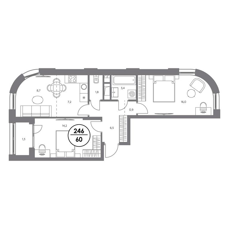 3-BD Apartment Sale, 60平方米 at Admiral, Shosseynaya Street, 4А, Moscow, Russia #1 3-BD Apartment Sale, 60平方米 at Admiral, Shosseynaya Street, 4А, Moscow, Russia #1