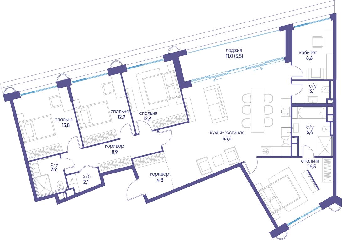 5-BD Apartment Sale, 142 sq. m. at Ostrov, Nizhnye Mnyovniki Street, 37Ас4, Moscow, Russia #1 5-BD Apartment Sale, 142 sq. m. at Ostrov, Nizhnye Mnyovniki Street, 37Ас4, Moscow, Russia #1
