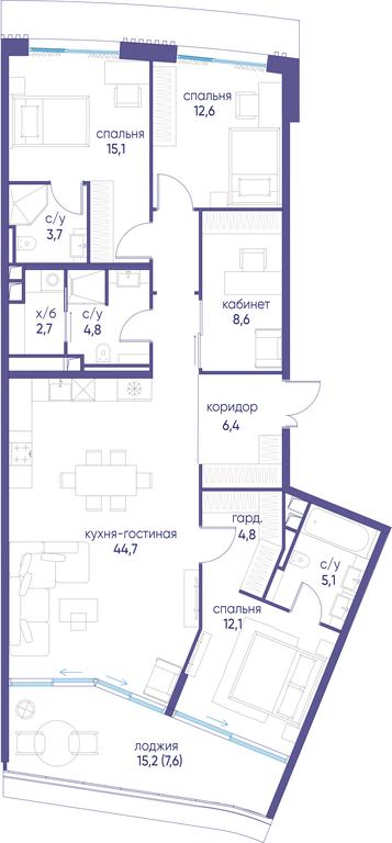 4-BD Apartment Sale, 128.2 sq. m. at Ostrov, Nizhnye Mnyovniki Street, 37Ас4, Moscow, Russia #1 4-BD Apartment Sale, 128.2 sq. m. at Ostrov, Nizhnye Mnyovniki Street, 37Ас4, Moscow, Russia #1