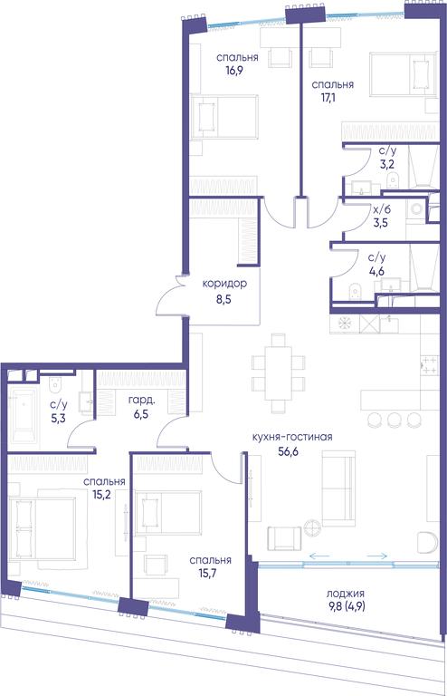 4-BD Apartment Sale, 158 sq. m. at Ostrov, Nizhnye Mnyovniki Street, 37Ас4, Moscow, Russia #1 4-BD Apartment Sale, 158 sq. m. at Ostrov, Nizhnye Mnyovniki Street, 37Ас4, Moscow, Russia #1