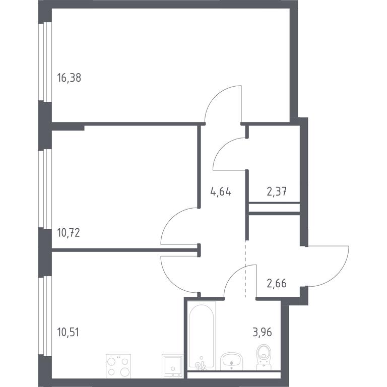 1-BD Apartment Sale, 51.24平方米 at Novoe Vnukovo, kvartal № 38, Kokoshkino Settlement, Moscow, Russia #1 1-BD Apartment Sale, 51.24平方米 at Novoe Vnukovo, kvartal № 38, Kokoshkino Settlement, Moscow, Russia #1