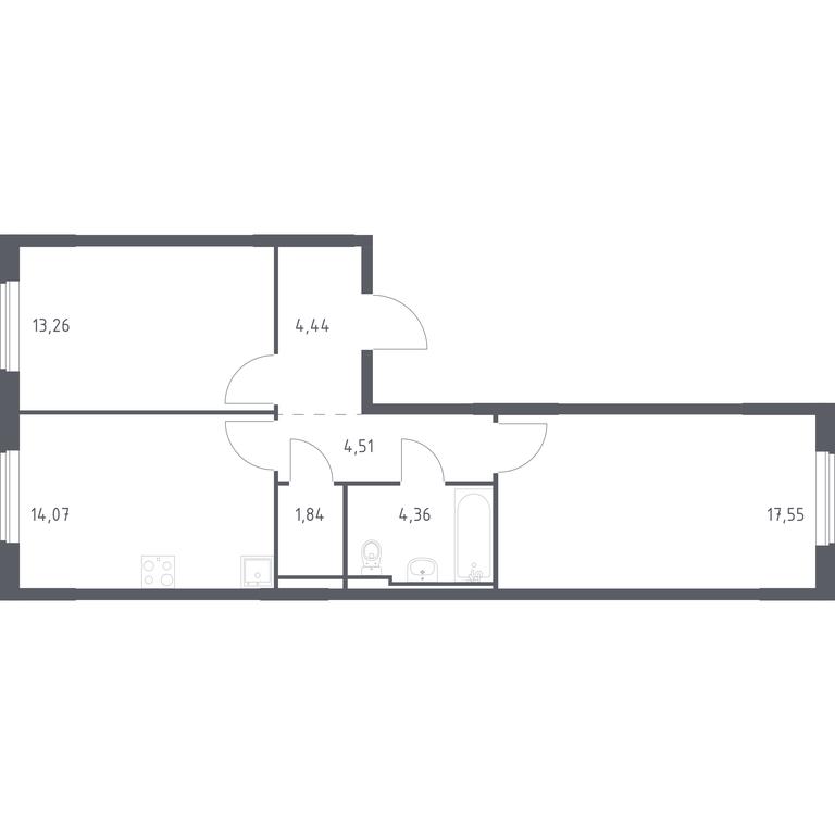 1-BD Apartment Sale, 60.03 sq. m. at Mytishchi Park, Silikatnaya ulitsa, 41к3, Mytischi, Moscow Region, Russia #1