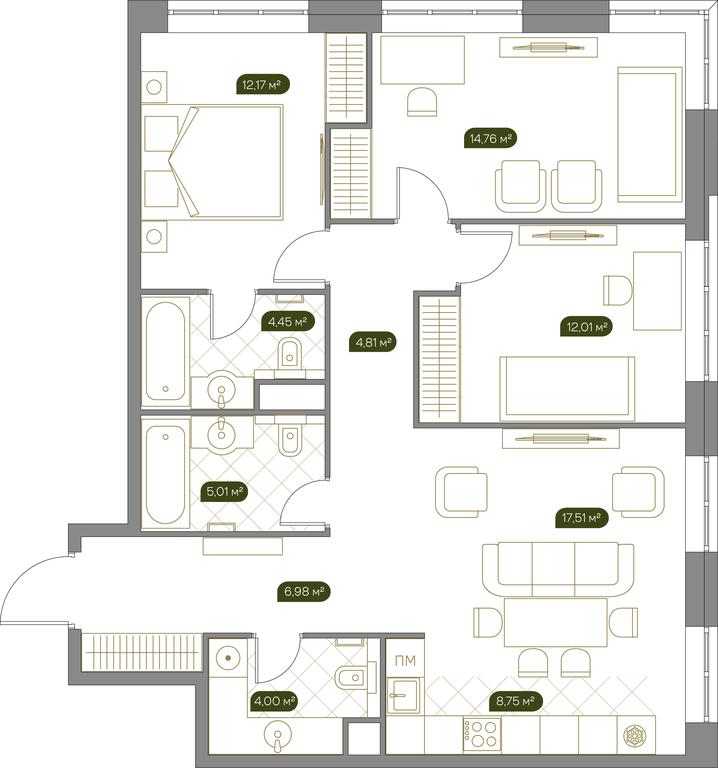 2-BD Apartment Sale, 92 sq. m. at West Garden, Minskaya Street, 1Вс1, Moscow, Russia #1 2-BD Apartment Sale, 92 sq. m. at West Garden, Minskaya Street, 1Вс1, Moscow, Russia #1