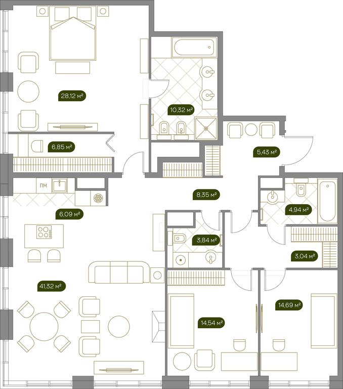 2-BD Apartment Sale, 149 sq. m. at West Garden, Minskaya Street, 1Вс1, Moscow, Russia #1 2-BD Apartment Sale, 149 sq. m. at West Garden, Minskaya Street, 1Вс1, Moscow, Russia #1