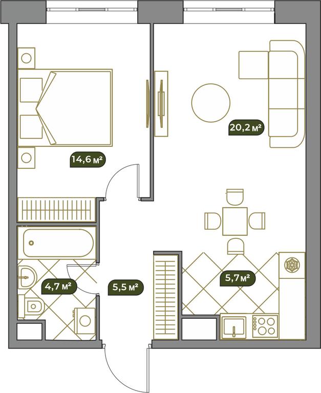1-BD Apartment Sale, 51 sq. m. at West Garden, Minskaya Street, 1Вс1, Moscow, Russia #1 1-BD Apartment Sale, 51 sq. m. at West Garden, Minskaya Street, 1Вс1, Moscow, Russia #1