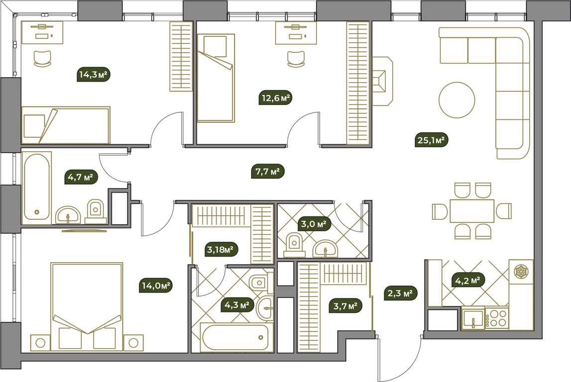 2-BD Apartment Sale, 100 sq. m. at West Garden, Minskaya Street, 1Вс1, Moscow, Russia #1 2-BD Apartment Sale, 100 sq. m. at West Garden, Minskaya Street, 1Вс1, Moscow, Russia #1