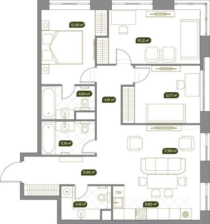 2-BD Apartment Sale, 91.9 sq. m. at West Garden, Minskaya Street, 1Вс1, Moscow, Russia #1 2-BD Apartment Sale, 91.9 sq. m. at West Garden, Minskaya Street, 1Вс1, Moscow, Russia #1