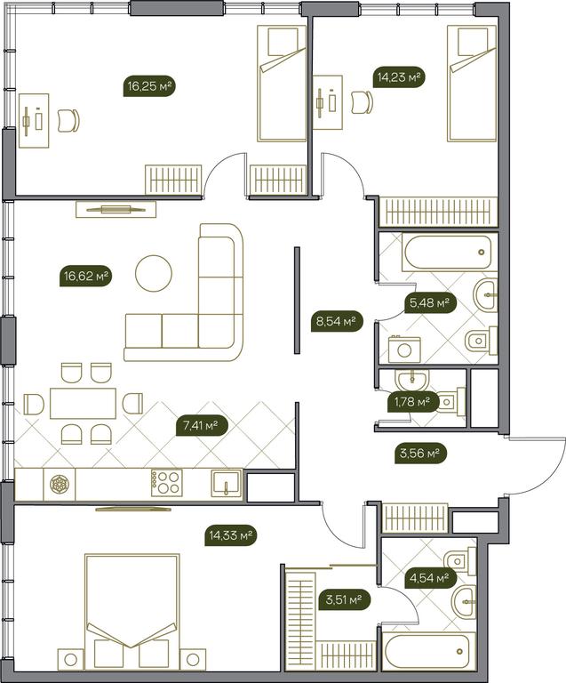 2-BD Apartment Sale, 96.4 sq. m. at West Garden, Minskaya Street, 1Вс1, Moscow, Russia #1 2-BD Apartment Sale, 96.4 sq. m. at West Garden, Minskaya Street, 1Вс1, Moscow, Russia #1