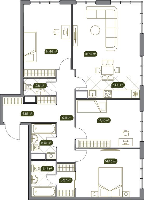 2-BD Apartment Sale, 98.6平方米 at West Garden, Minskaya Street, 1Вс1, Moscow, Russia #1 2-BD Apartment Sale, 98.6平方米 at West Garden, Minskaya Street, 1Вс1, Moscow, Russia #1