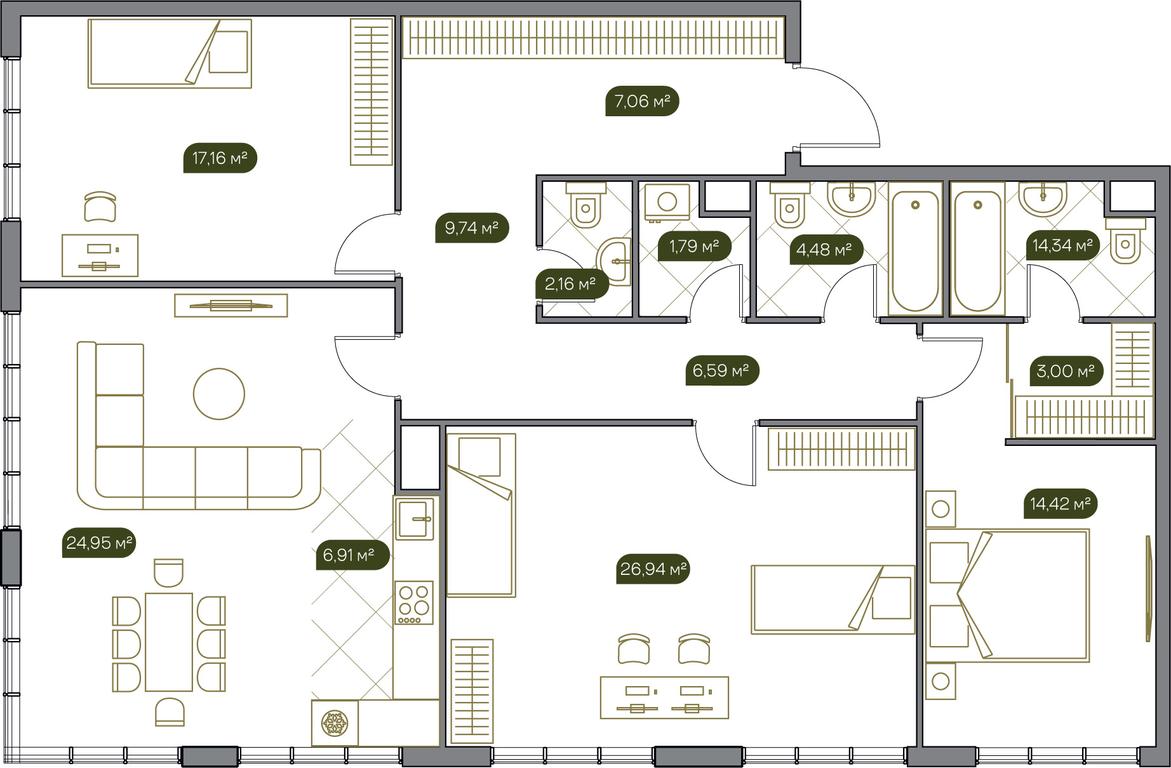 3-BD Apartment Sale, 129.4平方米 at West Garden, Minskaya Street, 1Вс1, Moscow, Russia #1