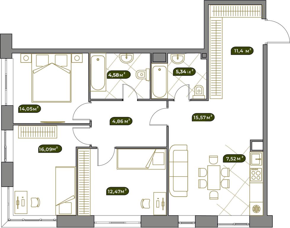 2-BD Apartment Sale, 91.5平方米 at West Garden, Minskaya Street, 1Вс1, Moscow, Russia #1 2-BD Apartment Sale, 91.5平方米 at West Garden, Minskaya Street, 1Вс1, Moscow, Russia #1