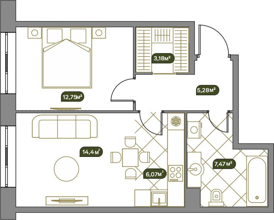 1-BD Apartment Sale, 49.3 sq. m. at West Garden, Minskaya Street, 1Вс1, Moscow, Russia #1