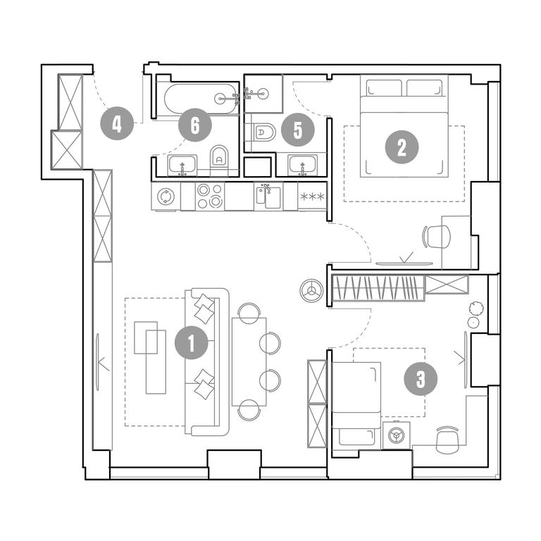 2-BD Apartment Sale, 61.7 sq. m. at Mirapolis, Mira Avenue, 222Ас9, Moscow, Russia #2