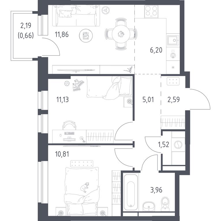 1-BD Apartment Sale, 53.74 sq. m. at Novoe Vidnoe, Kalinovka Village, Leninskiy City District, Moscow Region, Russia #1 1-BD Apartment Sale, 53.74 sq. m. at Novoe Vidnoe, Kalinovka Village, Leninskiy City District, Moscow Region, Russia #1