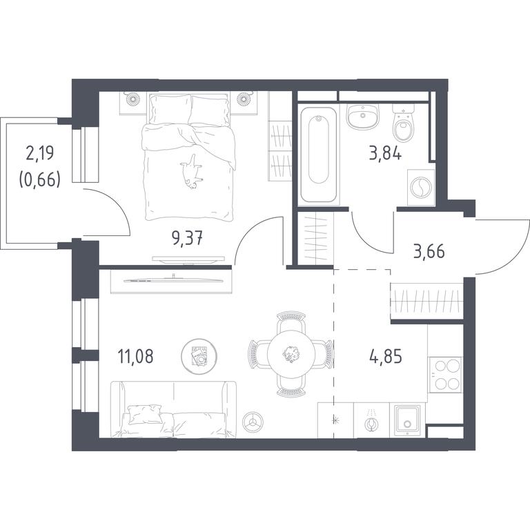 Apartment Sale, 33.46 sq. m. at Novoe Vidnoe, Kalinovka Village, Leninskiy City District, Moscow Region, Russia #1 Apartment Sale, 33.46 sq. m. at Novoe Vidnoe, Kalinovka Village, Leninskiy City District, Moscow Region, Russia #1