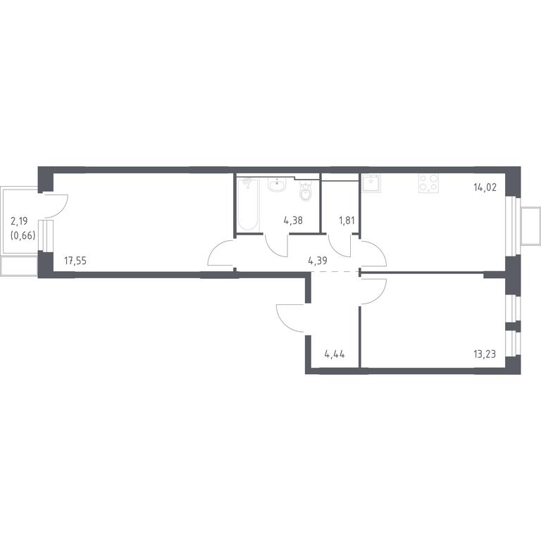 1-BD Apartment Sale, 60.48 sq. m. at Novoe Vidnoe, Kalinovka Village, Leninskiy City District, Moscow Region, Russia #1 1-BD Apartment Sale, 60.48 sq. m. at Novoe Vidnoe, Kalinovka Village, Leninskiy City District, Moscow Region, Russia #1