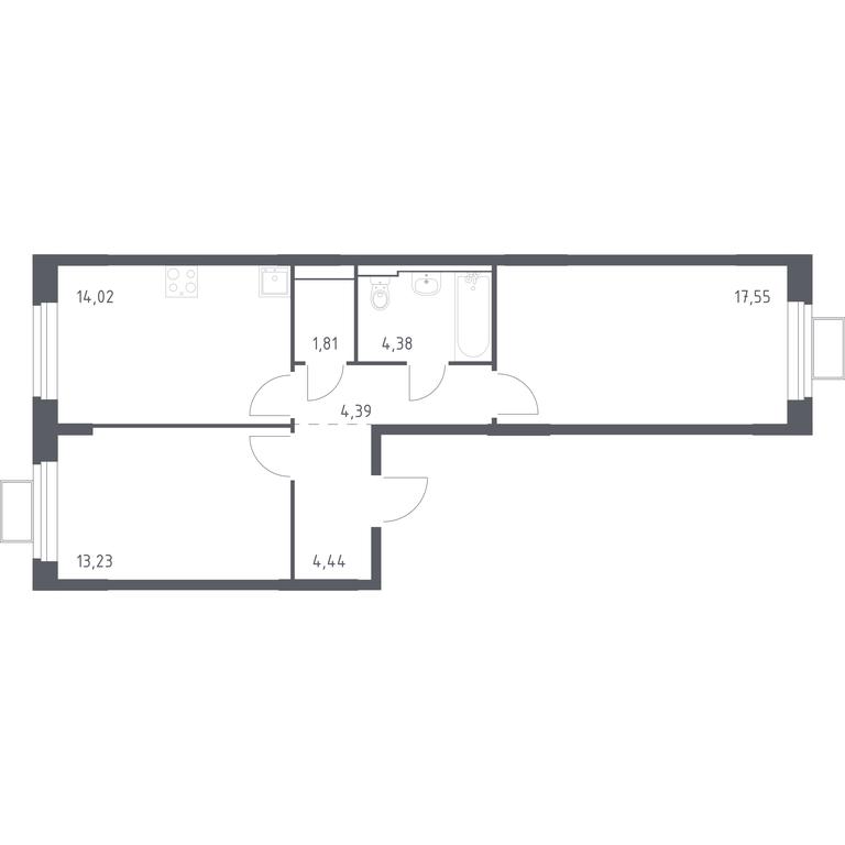 1-BD Apartment Sale, 59.82 sq. m. at Novoe Vidnoe, Kalinovka Village, Leninskiy City District, Moscow Region, Russia #1 1-BD Apartment Sale, 59.82 sq. m. at Novoe Vidnoe, Kalinovka Village, Leninskiy City District, Moscow Region, Russia #1
