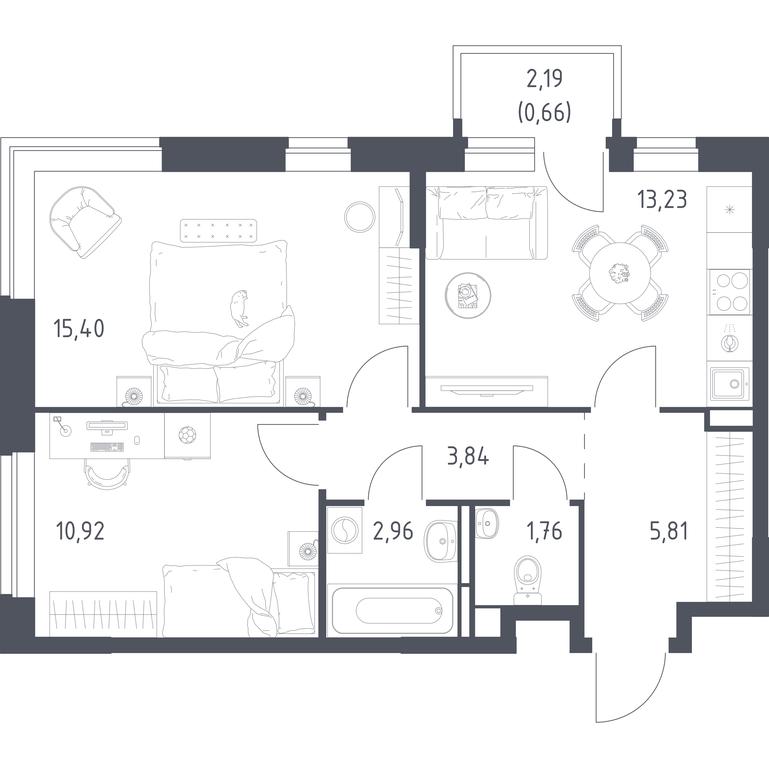 1-BD Apartment Sale, 54.58 sq. m. at Novoe Vidnoe, Kalinovka Village, Leninskiy City District, Moscow Region, Russia #1 1-BD Apartment Sale, 54.58 sq. m. at Novoe Vidnoe, Kalinovka Village, Leninskiy City District, Moscow Region, Russia #1