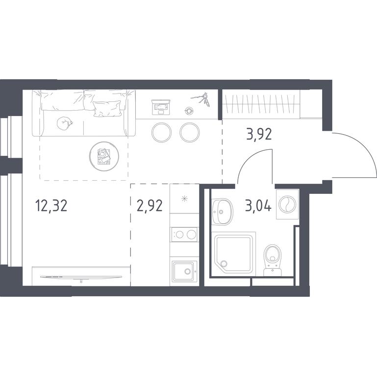 Apartment Sale, 22.2平方米 at Novoe Vidnoe, Kalinovka Village, Leninskiy City District, Moscow Region, Russia #1
