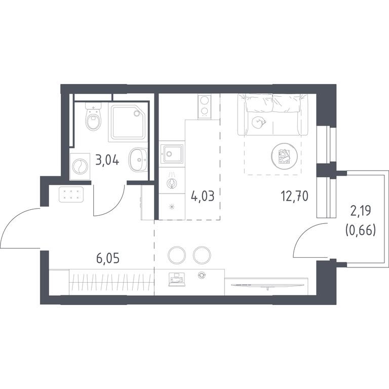 Apartment Sale, 26.48 sq. m. at Novoe Vidnoe, Kalinovka Village, Leninskiy City District, Moscow Region, Russia #1