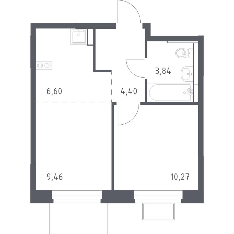 Apartment Sale, 34.57 sq. m. at Novoe Vidnoe, Kalinovka Village, Leninskiy City District, Moscow Region, Russia #1