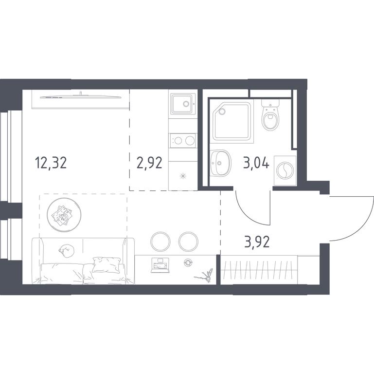 Apartment Sale, 22.2平方米 at Novoe Vidnoe, Kalinovka Village, Leninskiy City District, Moscow Region, Russia #1