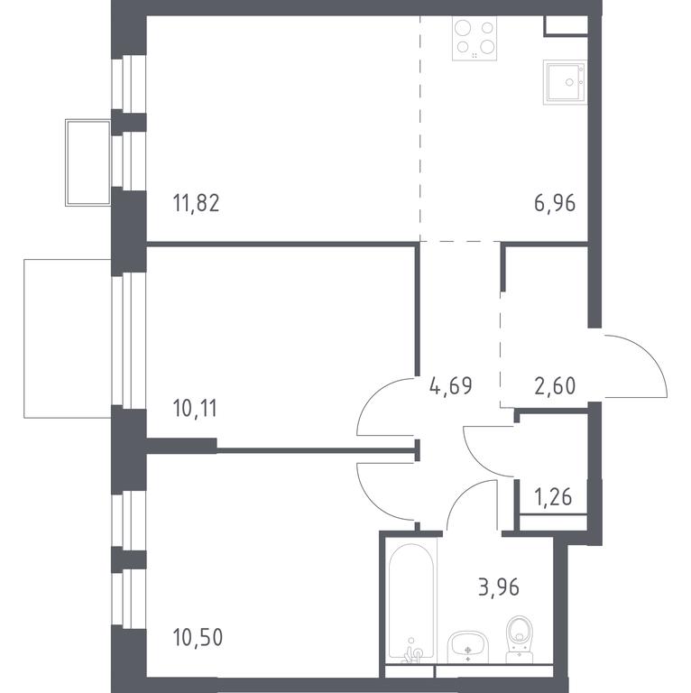 1-BD Apartment Sale, 51.9平方米 at Novoe Vidnoe, Kalinovka Village, Leninskiy City District, Moscow Region, Russia #1