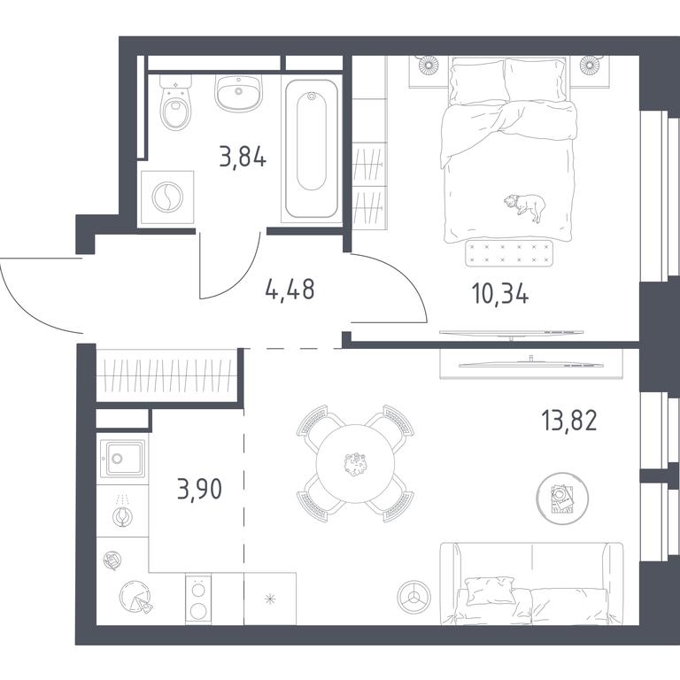 Продажа квартиры, 36,38 м² в ЖК «Новое Видное», деревня Калиновка, Ленинский городской округ, Московская область, Россия #1