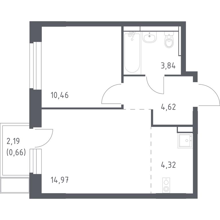 Продажа квартиры, 38,87 м² в ЖК «Новое Видное», деревня Калиновка, Ленинский городской округ, Московская область, Россия #1