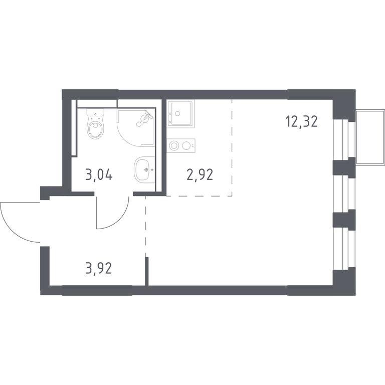 Apartment Sale, 22.2 sq. m. at Novoe Vidnoe, Kalinovka Village, Leninskiy City District, Moscow Region, Russia #1