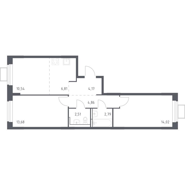 1-BD Apartment Sale, 59.38 sq. m. at Novoe Vidnoe, Kalinovka Village, Leninskiy City District, Moscow Region, Russia #1