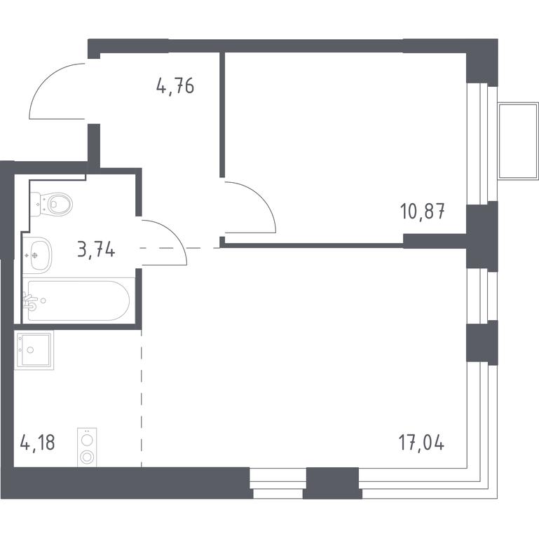 Apartment Sale, 40.59 sq. m. at Novoe Vidnoe, Kalinovka Village, Leninskiy City District, Moscow Region, Russia #1