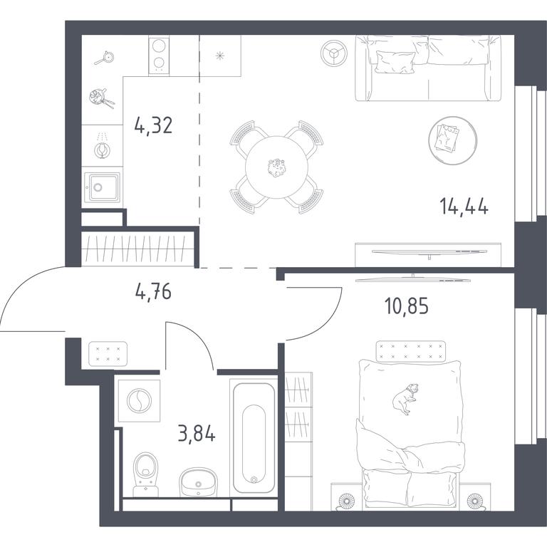 Apartment Sale, 38.21 sq. m. at Novoe Vidnoe, Kalinovka Village, Leninskiy City District, Moscow Region, Russia #1 Apartment Sale, 38.21 sq. m. at Novoe Vidnoe, Kalinovka Village, Leninskiy City District, Moscow Region, Russia #1