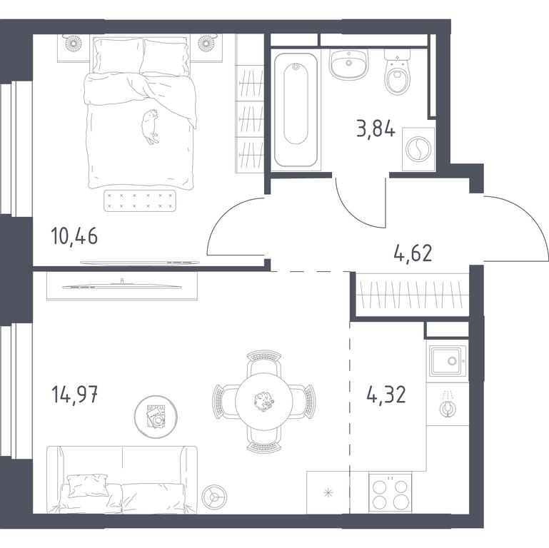 Apartment Sale, 38.21 sq. m. at Novoe Vidnoe, Kalinovka Village, Leninskiy City District, Moscow Region, Russia #1 Apartment Sale, 38.21 sq. m. at Novoe Vidnoe, Kalinovka Village, Leninskiy City District, Moscow Region, Russia #1